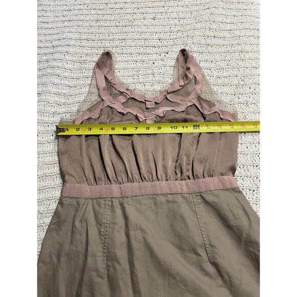Ann Taylor Loft Dress Ribbon Sleeveless Womens Size 4 Tan Soft Girl Balletcore - Picture 4 of 8